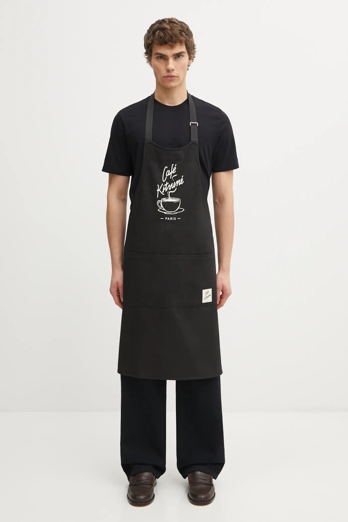 Хлопковый фартук Café Kitsuné Coffee Cup Apron чёрный CKMU08202WW0111