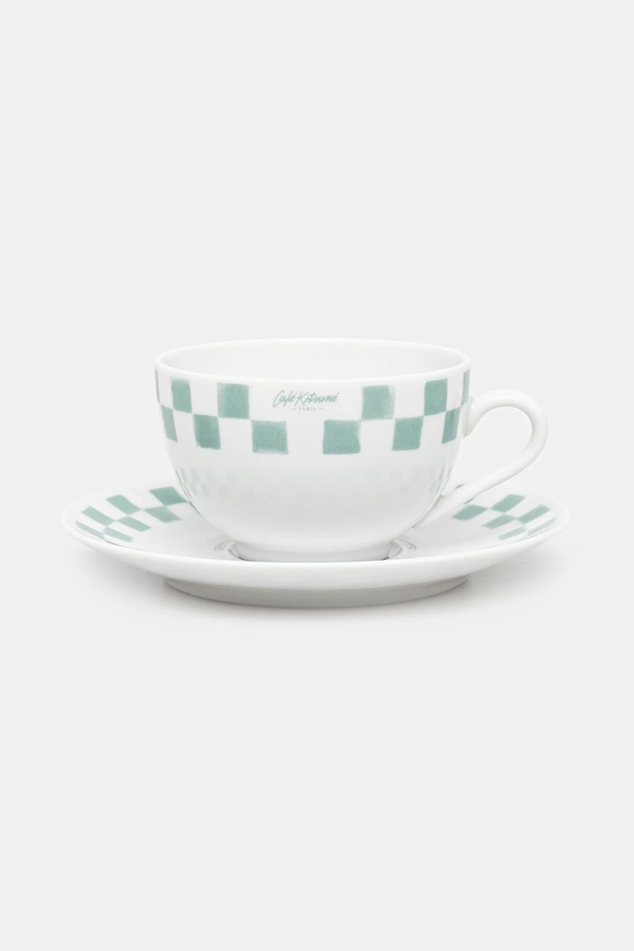 Φλιτζάνι και πιατάκι Café Kitsuné Checkerboard Porcelain Cup And Saucer λευκό PU08111O0010