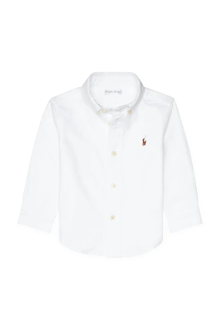 Polo Ralph Lauren cămașă din bumbac pentru bebeluși lung alb 320677133001