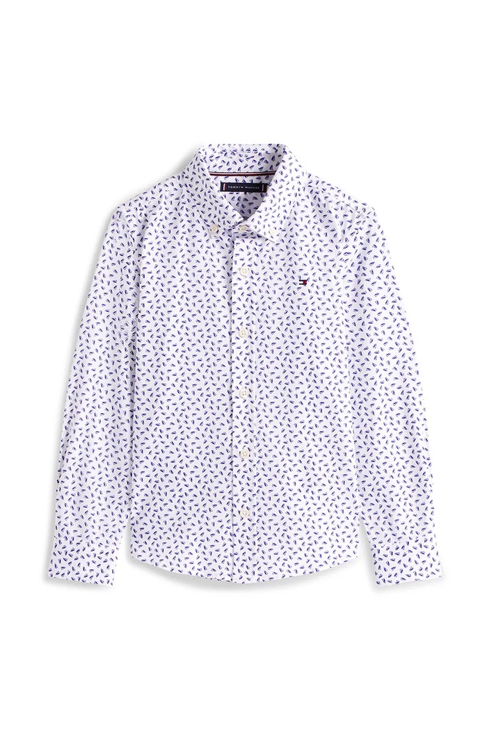Tommy Hilfiger koszula bawełniana dziecięca KB0KB09681.9BYA biały AW25