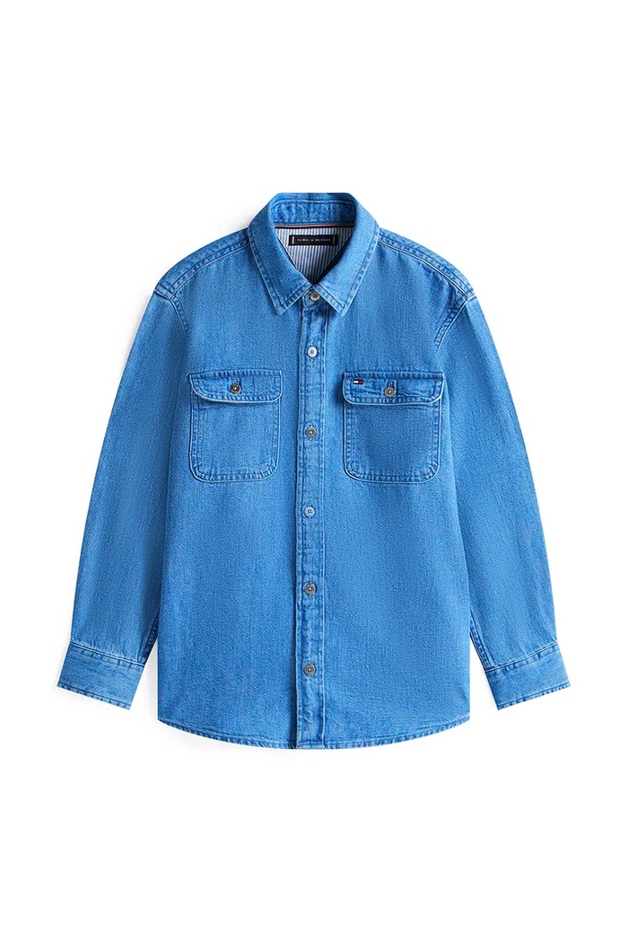 Dětská riflová košile Tommy Hilfiger KB0KB09688.9BYA modrá AW25