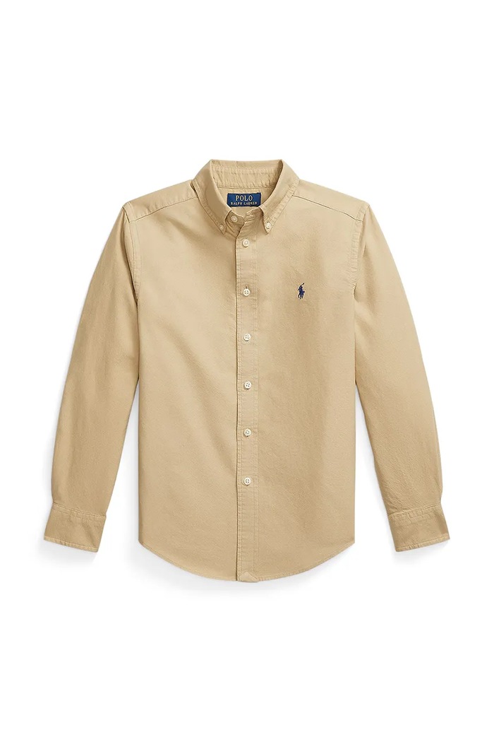 Polo Ralph Lauren camicia di cotone per bambini 323858909022 beige AW25