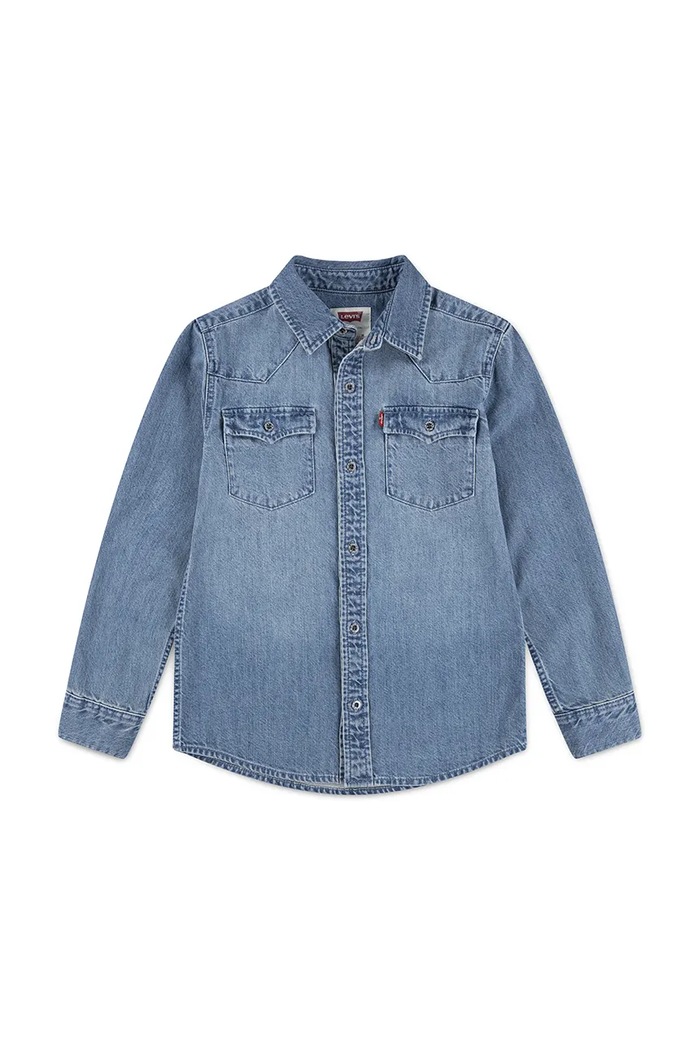 Detská bavlnená košeľa Levi's NEW BARSTOW WESTERN SHIRT bavlna modrá 8EL534