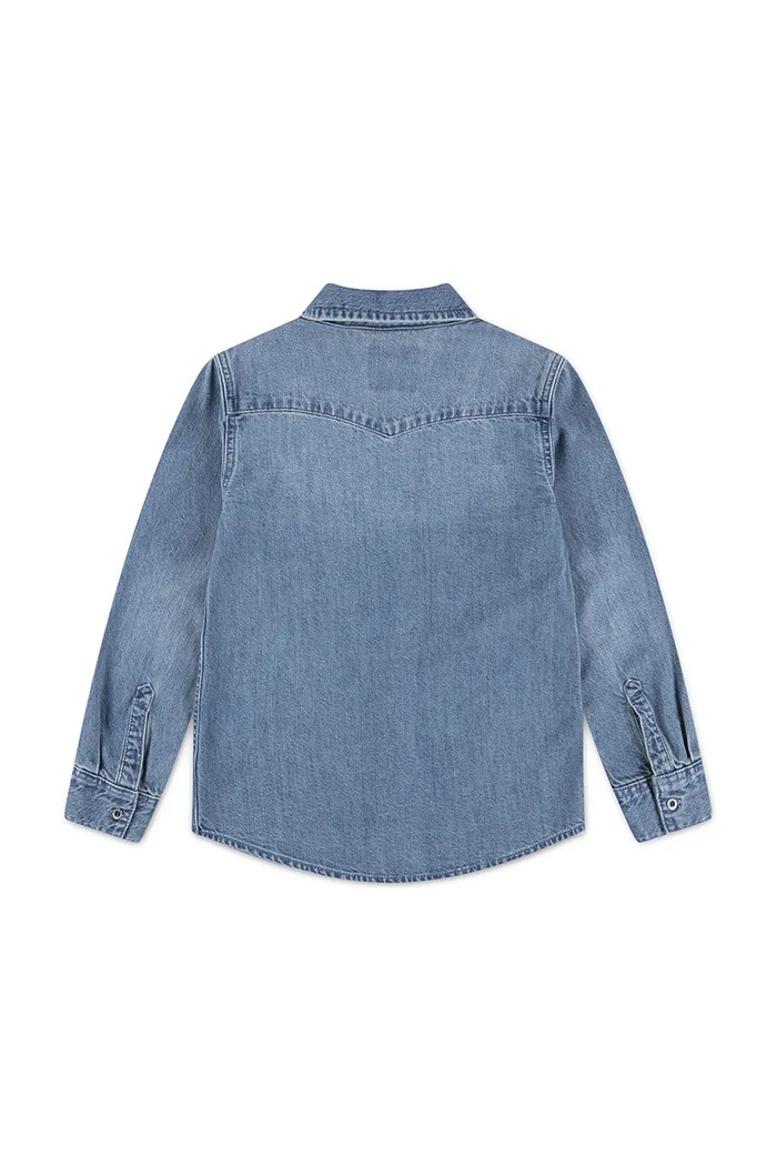 Detská bavlnená košeľa Levi's NEW BARSTOW WESTERN SHIRT 8EL534 modrá AW25