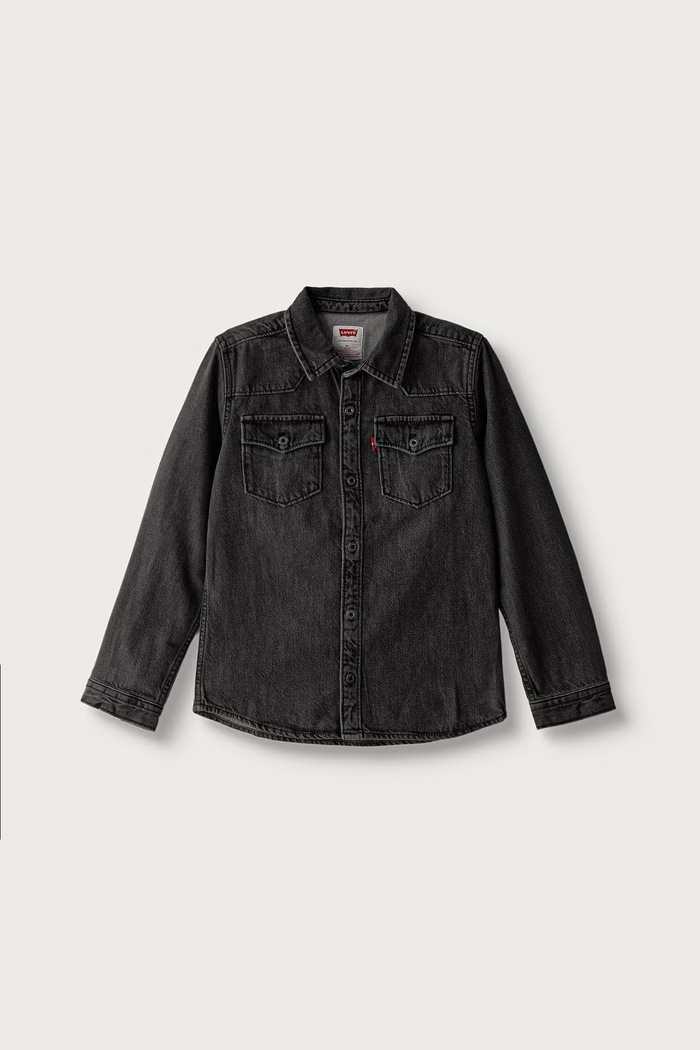Levi's košeľa detská rifľová NEW BARSTOW WESTERN SHIRT sivá 8EL534