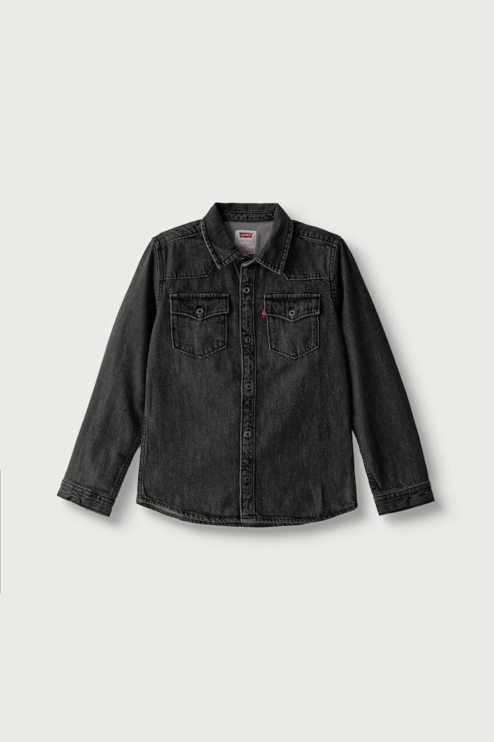 Levi's košeľa detská rifľová NEW BARSTOW WESTERN SHIRT sivá 8EL534