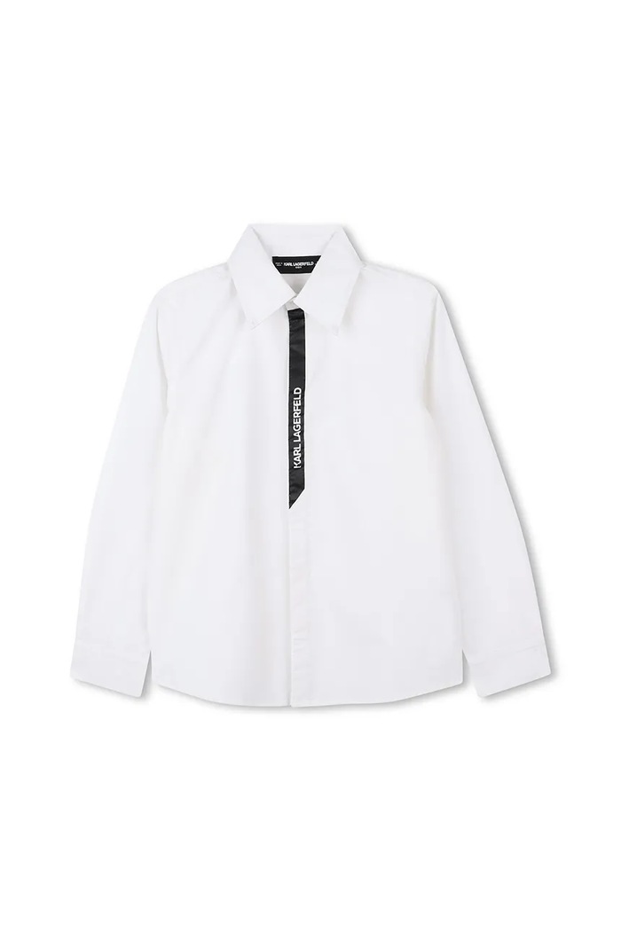 Dětská bavlněná košile Karl Lagerfeld Z30626.86.108 bílá AW25