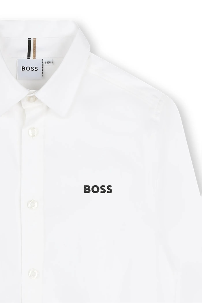 Αγορίστικα Παιδικό βαμβακερό πουκάμισο BOSS J52675.114.150 μαύρο