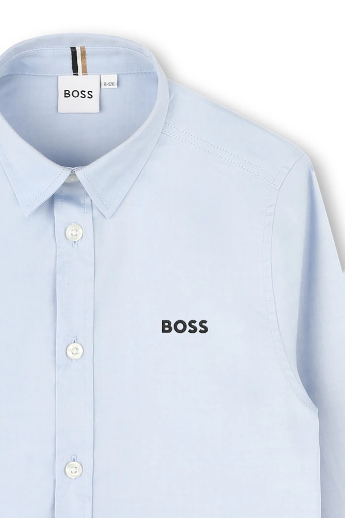 Αγορίστικα Παιδικό βαμβακερό πουκάμισο BOSS J52675.162.174 μπλε