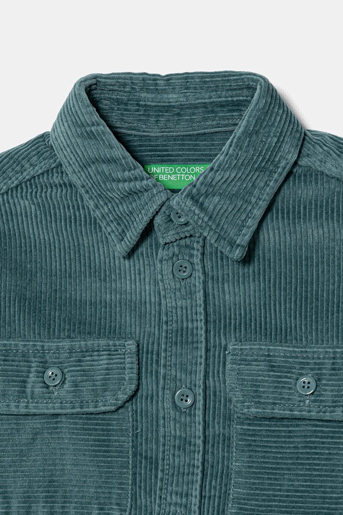 Chlapec Bavlnená košeľa United Colors of Benetton 5IKTCQ04I.G.Seasonal zelená