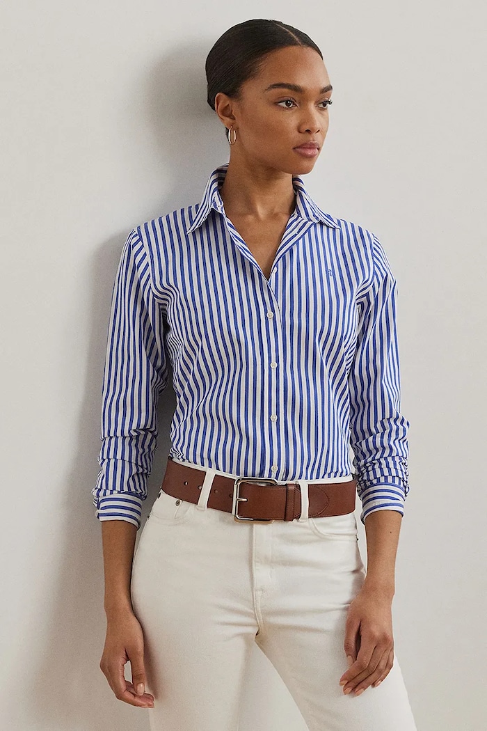 Lauren Ralph Lauren Koszula bawełniana niebieski 200970765