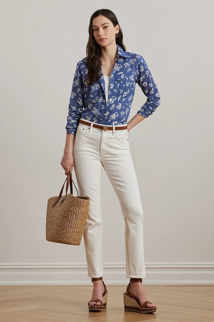 Odzież Lauren Ralph Lauren koszula bawełniana 200970770 niebieski
