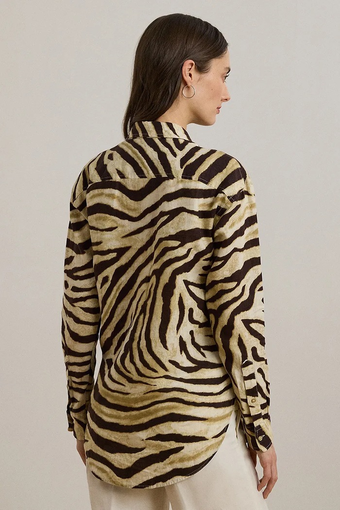 Lněná košile Lauren Ralph Lauren 200970776 béžová AW25
