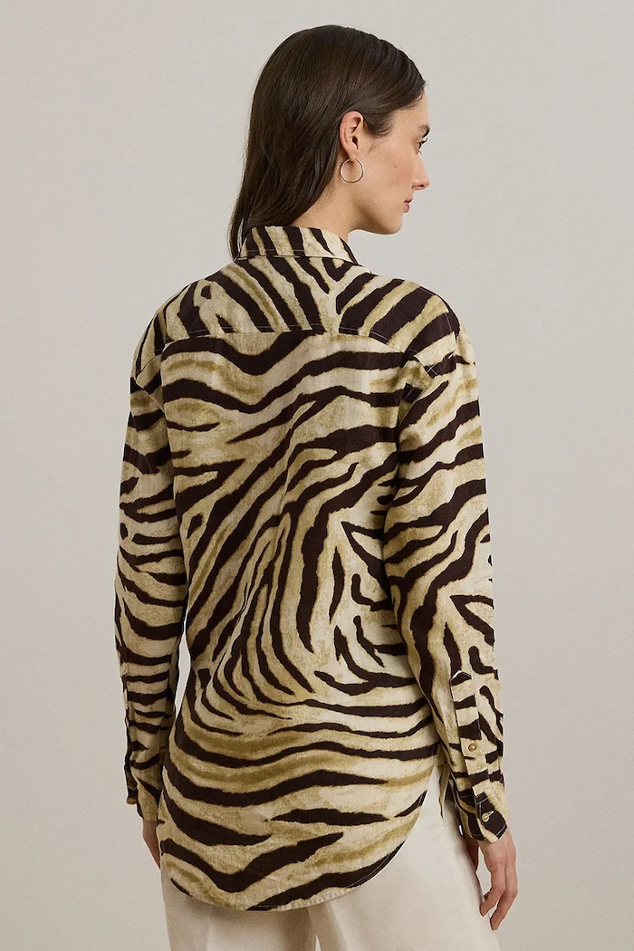 Lněná košile Lauren Ralph Lauren 200970776 béžová AW25