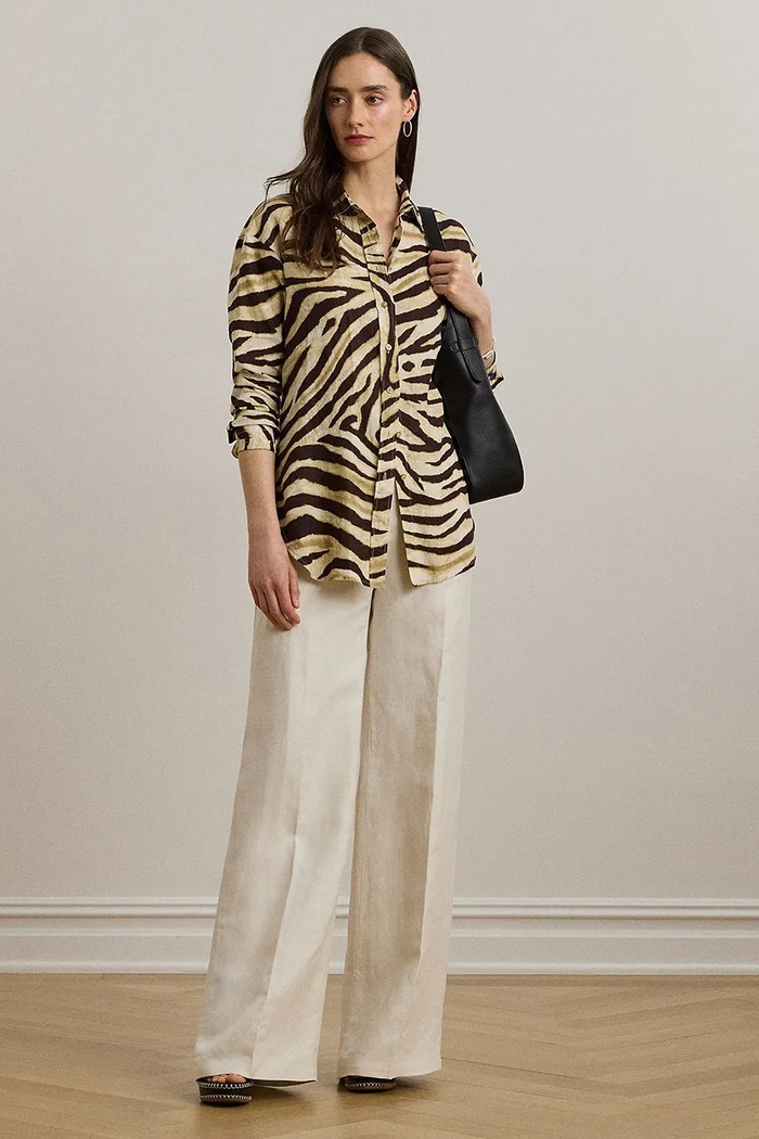 Oblečení Lněná košile Lauren Ralph Lauren 200970776 béžová