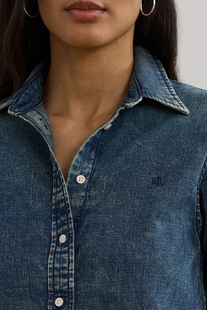 Lauren Ralph Lauren koszula jeansowa niebieski 200971084