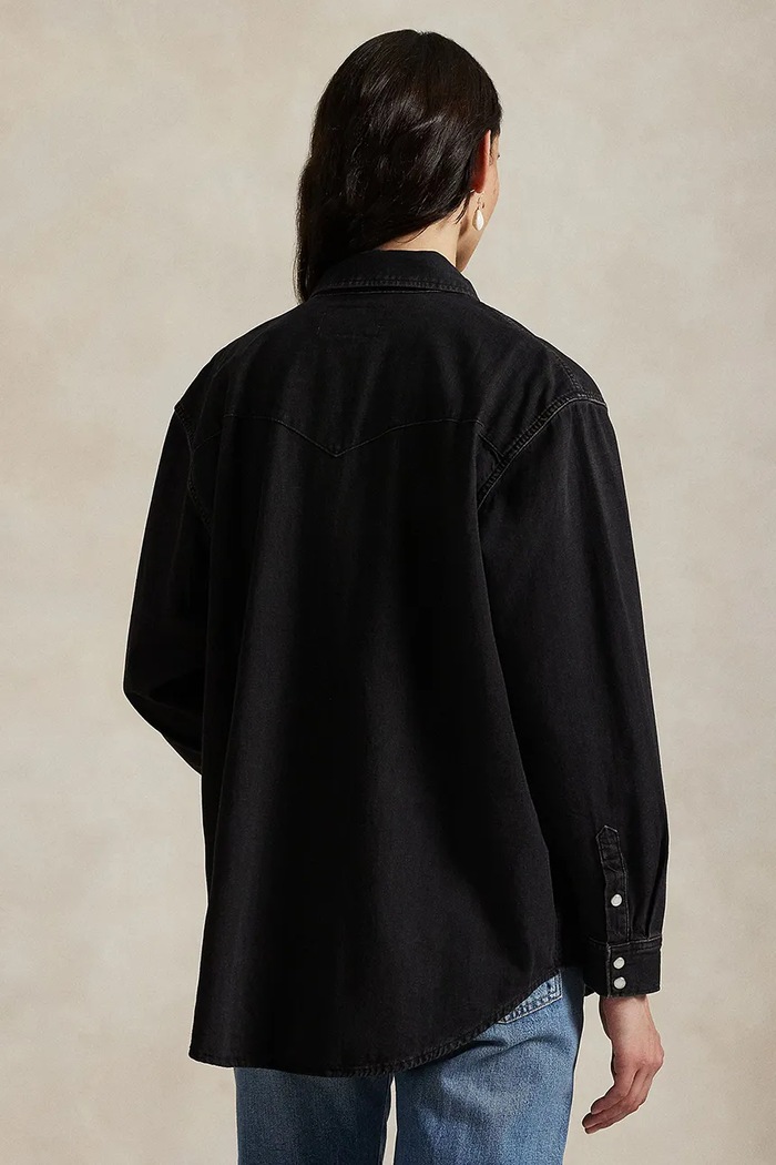 Τζιν πουκάμισο Polo Ralph Lauren 211971225 μαύρο AW25