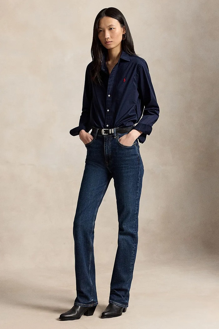 Odzież Polo Ralph Lauren koszula damska bawełniana 211A92177 granatowy