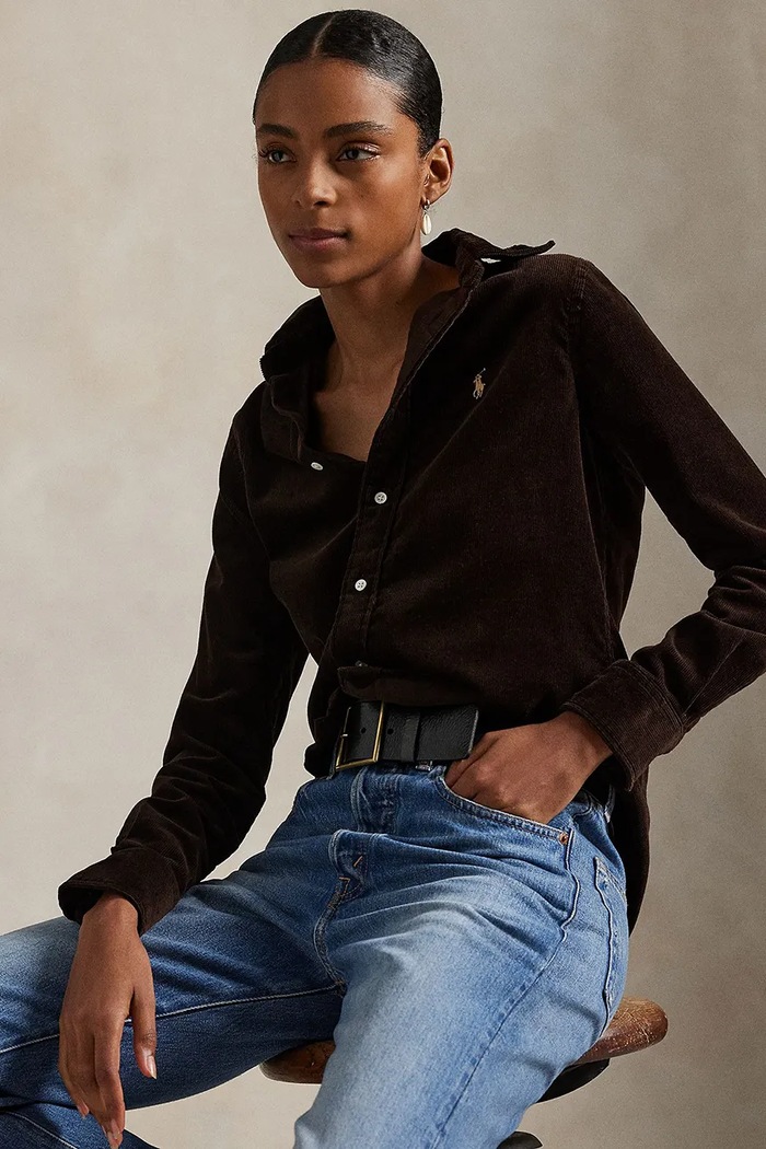Polo Ralph Lauren cămașă din velur 211971526 maro