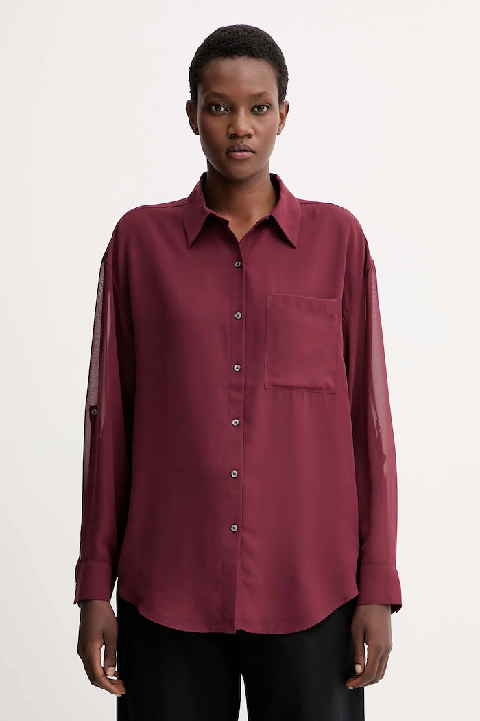 Calvin Klein cămașă pentru femei burgundia LV044B902G