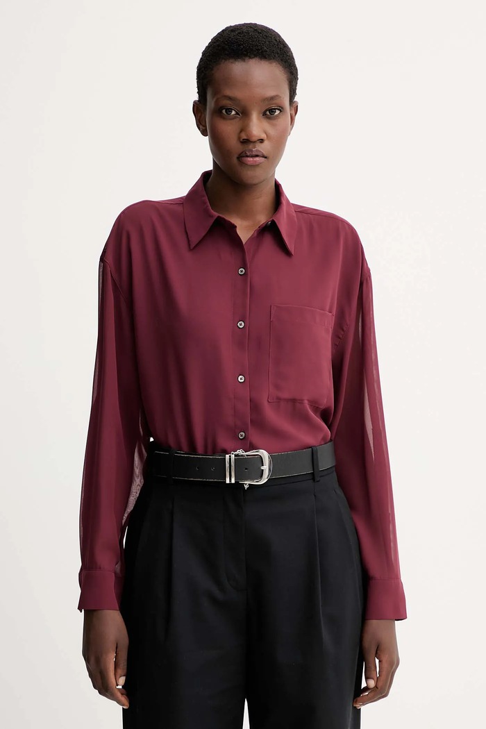 Calvin Klein cămașă pentru femei burgundia LV044B902G
