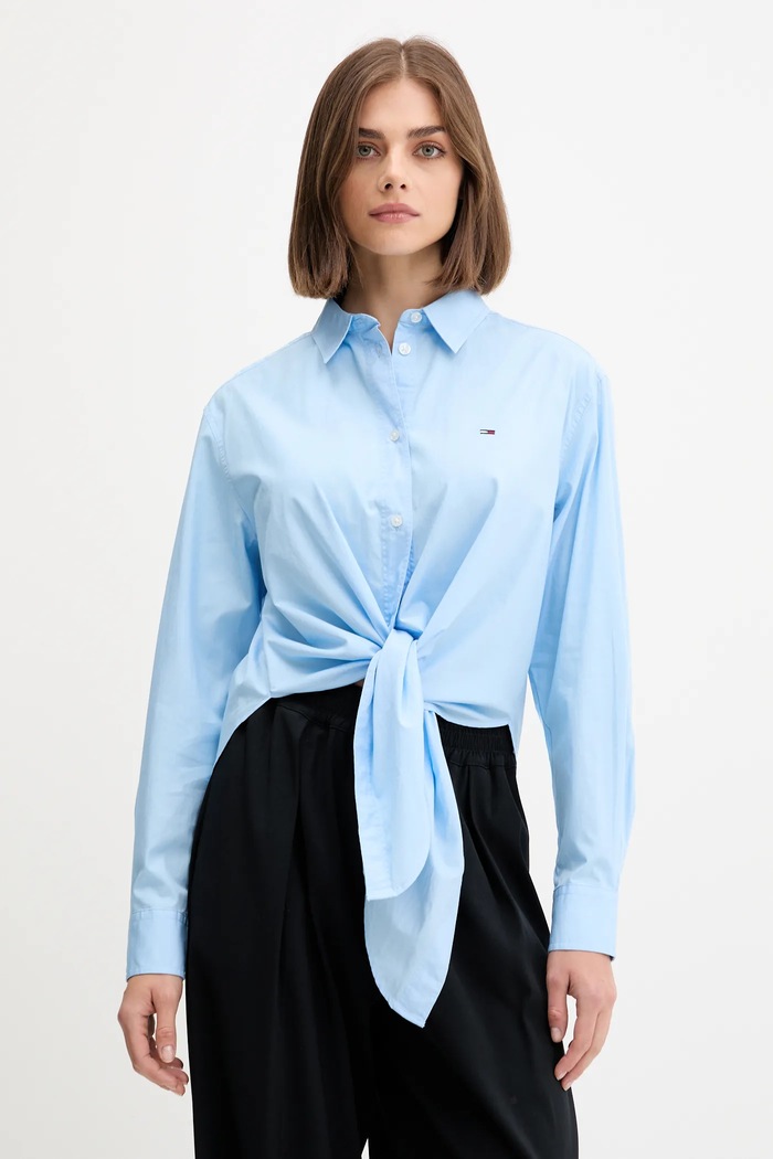 Tommy Jeans Cămașă din bumbac albastru DW0DW20990