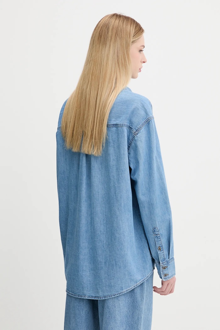 Oblečení Bavlněná košile Tommy Jeans DW0DW21073 modrá