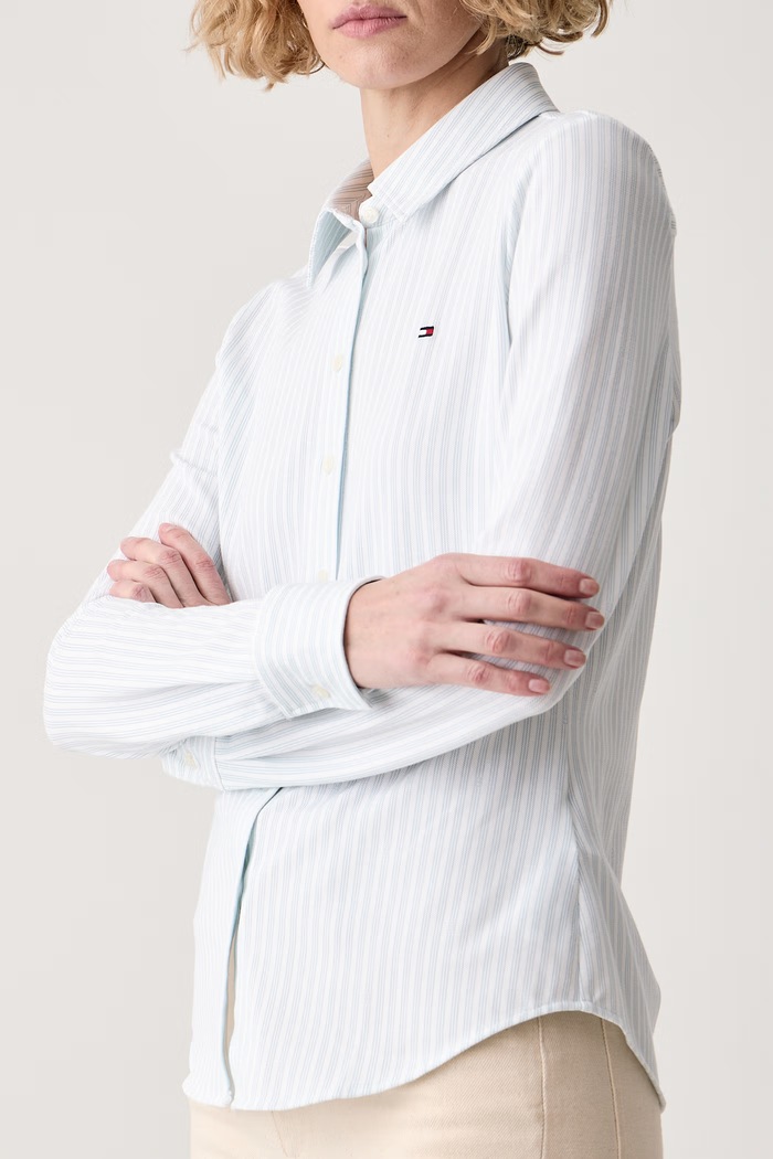 Koszula damska bawełniana z elastanem Tommy Hilfiger WW0WW43528 biały