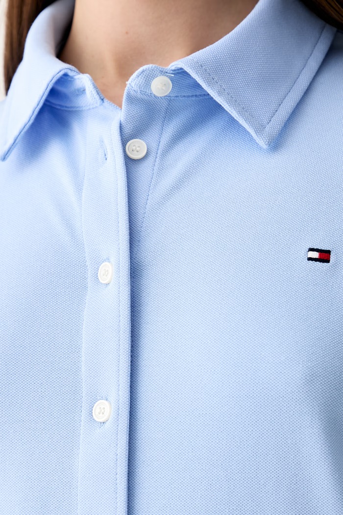 Tommy Hilfiger košeľa dámska bavlnená s elastanom WW0WW43528 modrá