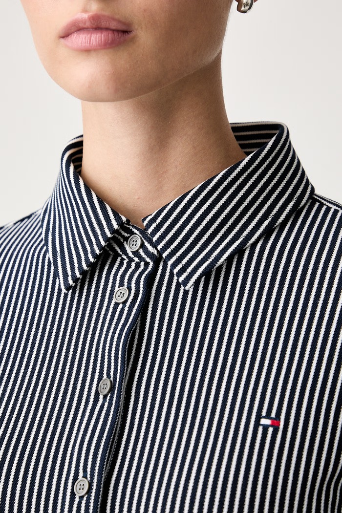 Tommy Hilfiger koszula damska bawełniana z elastanem WW0WW43528 granatowy