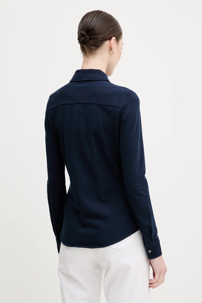 Oblečenie Tommy Hilfiger košeľa dámska bavlnená s elastanom WW0WW43528 tmavomodrá