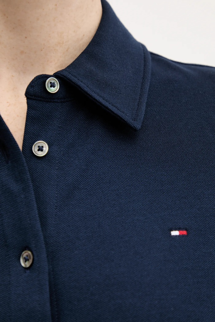 Tommy Hilfiger košeľa dámska bavlnená s elastanom WW0WW43528 tmavomodrá