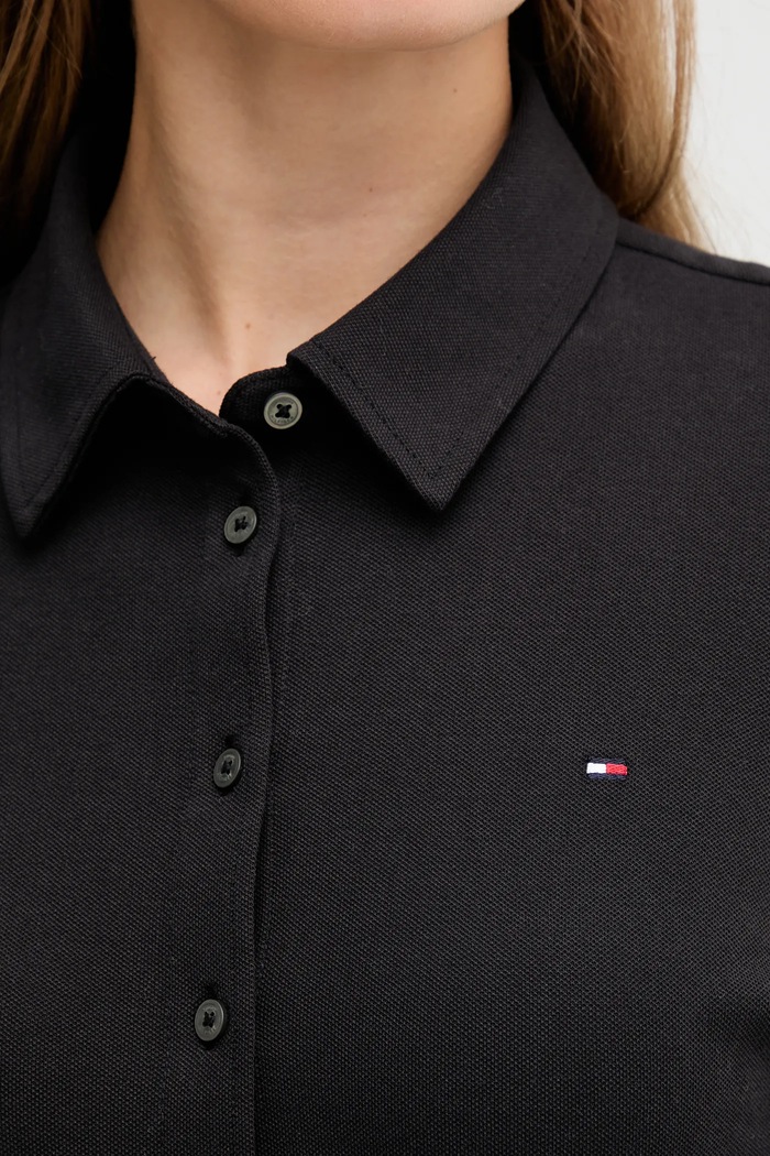 Tommy Hilfiger srajca ženska bombažna z elastanom WW0WW43528 črna