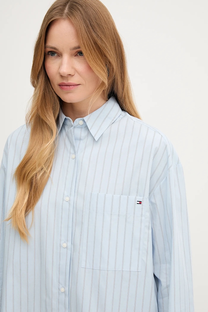 Bavlnená košeľa Tommy Hilfiger modrá WW0WW45892