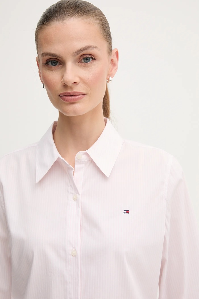 Tommy Hilfiger koszula damska bawełniana z elastanem różowy WW0WW47169