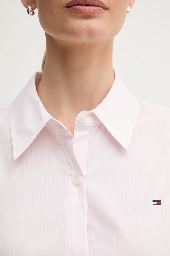 Tommy Hilfiger koszula damska bawełniana z elastanem WW0WW47169 różowy