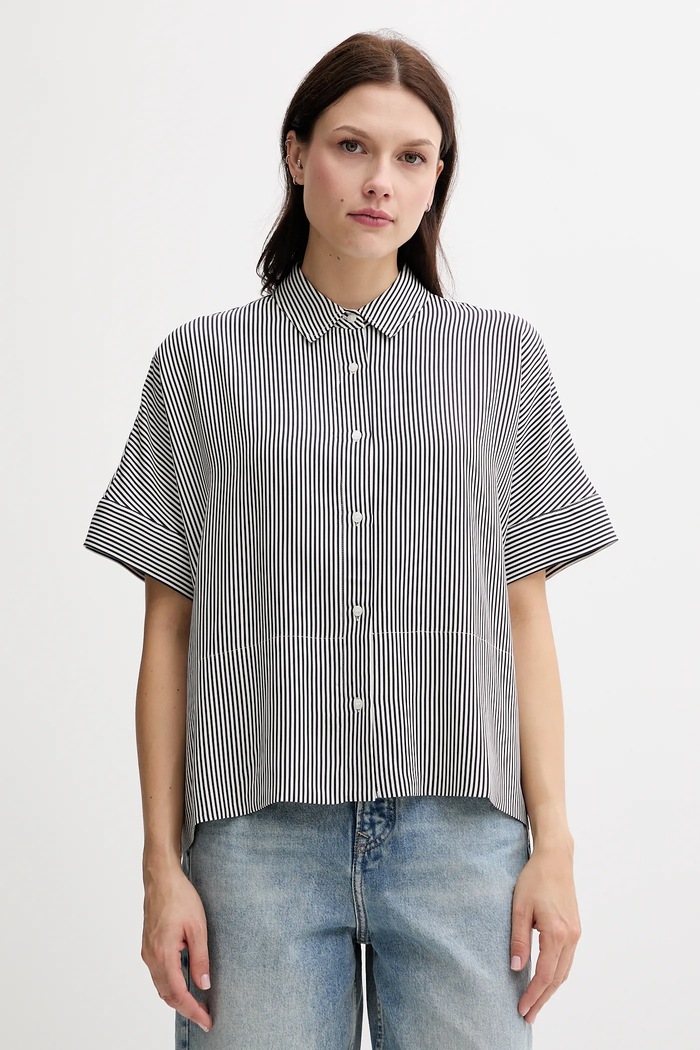 Košile Tommy Hilfiger pruhy námořnická modř WW0WW45883