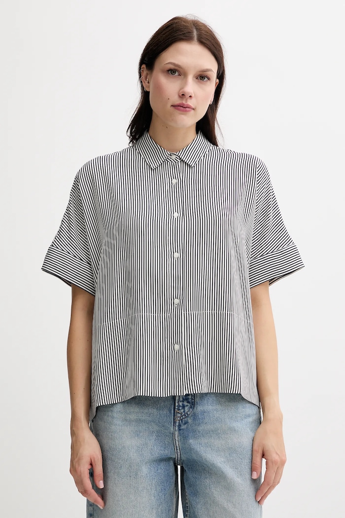 Košile Tommy Hilfiger pruhy námořnická modř WW0WW45883