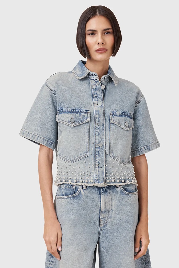 AllSaints koszula jeansowa TOVE klasyczny niebieski W116PC