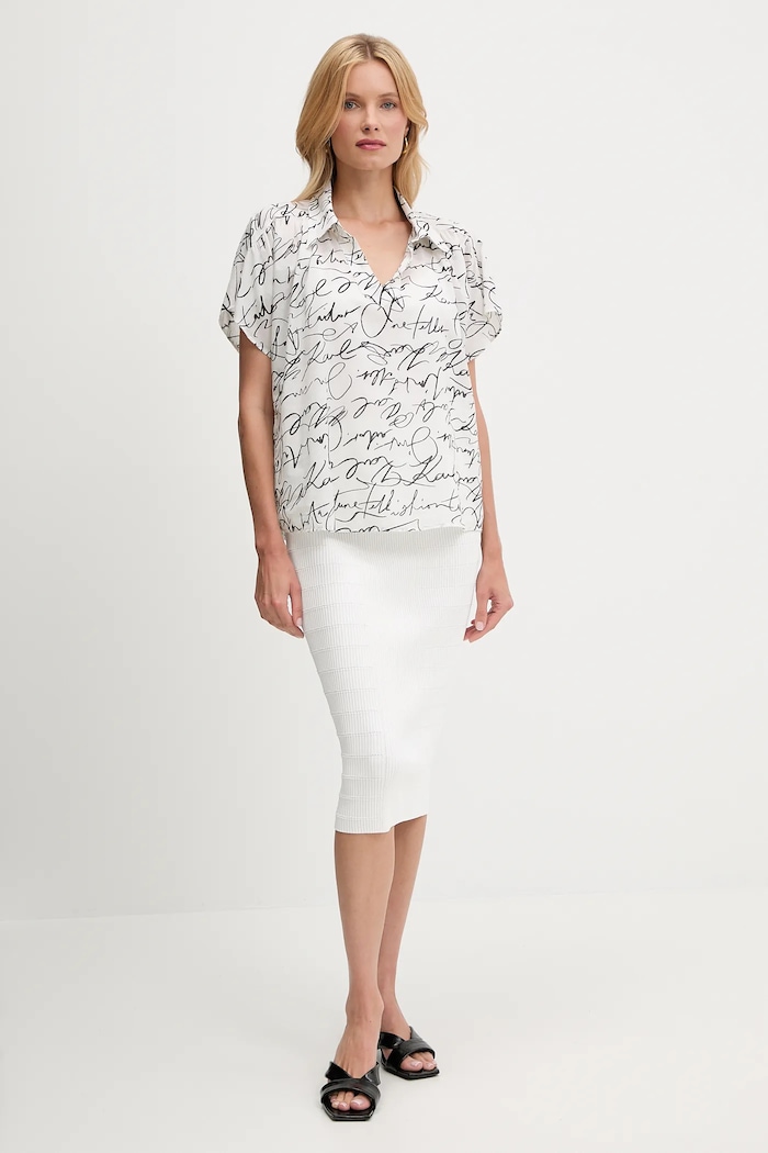 Bavlnená blúzka Karl Lagerfeld A3W11039 béžová AW25