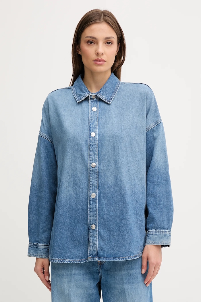 Rifľová košeľa Calvin Klein Jeans relaxed modrá LV047C783G