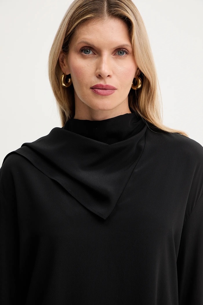 Simona Corsellini bluză cu mătase A25CPCA00801 negru