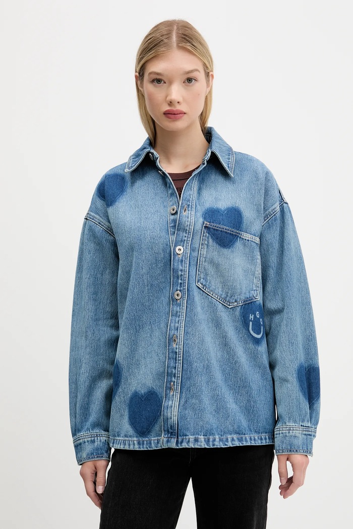Džínová košile Hugo Blue Garesa_2_B riflovina modrá 50544492