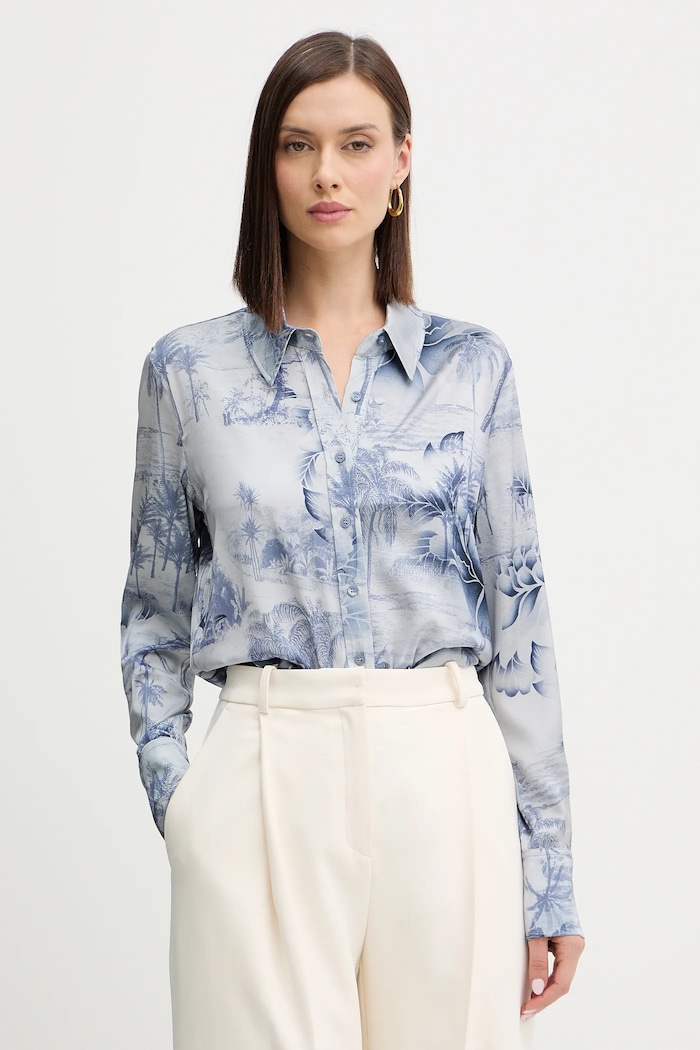 Košile Guess CONCETTA regular modrá W5YH03.WF1T2