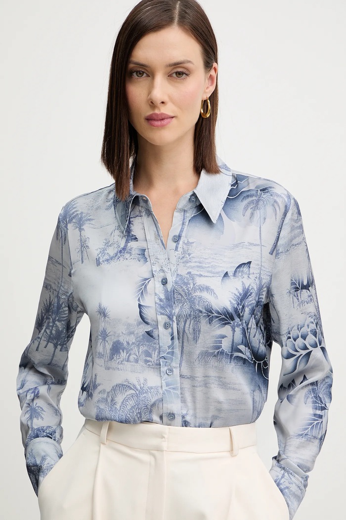 Košile Guess CONCETTA modrá W5YH03.WF1T2