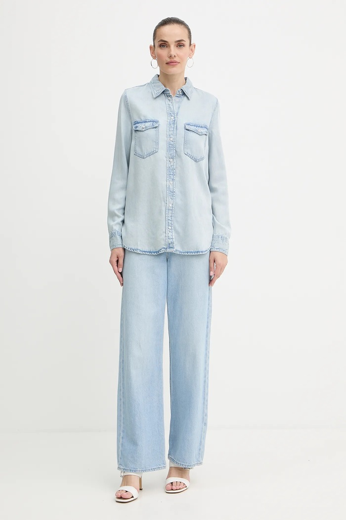 Košeľa Guess WESTERN W5YH33.D4N61 modrá AW25