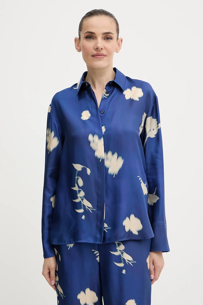 MM by Max Mara camicia in seta ERACLEA regolare blu 2526116057600