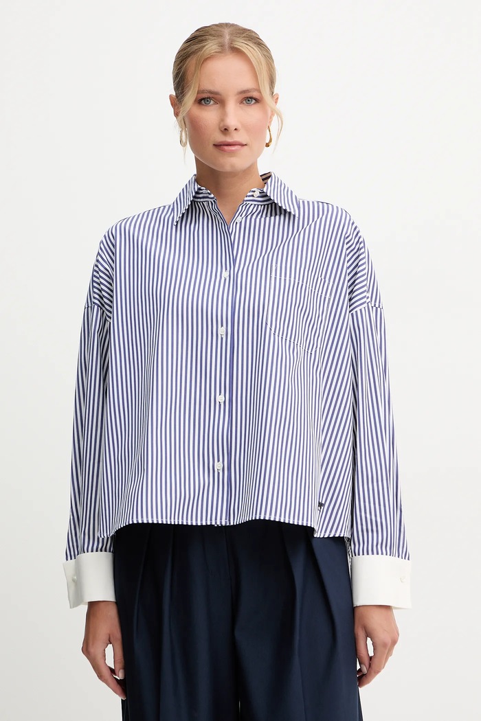 Weekend Max Mara koszula bawełniana ARTURO wzorzyste granatowy 2525116042600