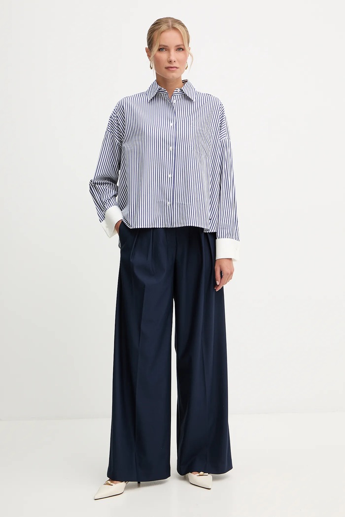 Weekend Max Mara koszula bawełniana ARTURO 2525116042600 granatowy AW25