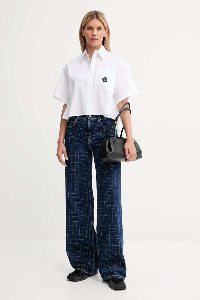 Βαμβακερό πουκάμισο Kenzo FF62CH2469LH λευκό AW25
